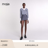 Maje2024秋季女装时尚灰色条纹打褶A字短裙裙裤MFPSH00579 灰色 T36