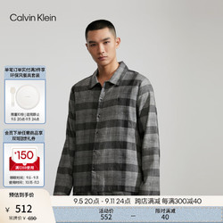 卡尔文·克莱恩 Calvin Klein 内衣秋冬男士简约刺绣休闲纽扣翻领ck法兰绒纯棉家居睡衣NM2461