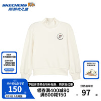 Skechers斯凯奇童装儿童休闲套头卫衣春秋男女童保暖针织上衣L424G042 纯净白/01SV 140cm