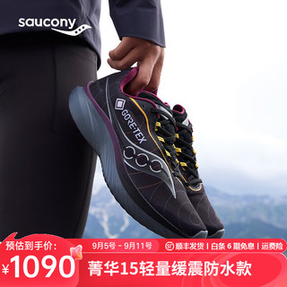 saucony 索康尼 菁华15 GTX轻量缓震跑鞋男防水跑步鞋运动鞋男 黑灰250 43