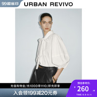 UR2024秋季女装高智感气质纯色灯笼袖开襟衬衫UWG240192 本白 XL