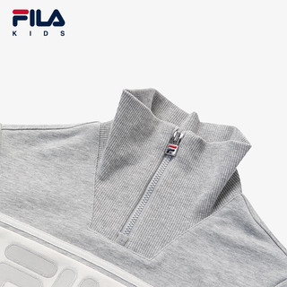 FILA【抗菌】斐乐童装儿童卫衣2024冬季男女童针织长袖上衣 中色花灰-MG 140