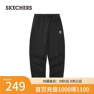 斯凯奇（Skechers）男裤宽松针织长裤2024年秋季街头L324M074 碳黑/0018 L