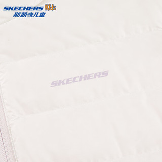 Skechers斯凯奇儿童防风时尚羽绒服男女童冬鸭绒梭织短款羽绒外套P424K077 云雾紫/02PM 175cm