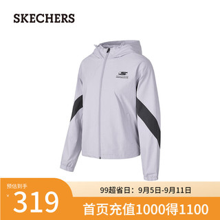 斯凯奇（Skechers）2024年秋季防泼水百搭连帽拉链防风P424W133 幽谷紫/04PG L