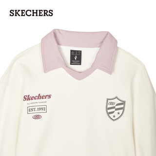 斯凯奇（Skechers）男女学院风潮流撞色时尚舒坦抗皱简约L424W063 棉花糖白/0074 L