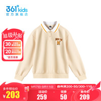 361°361度童装男童长袖POLO衫2024年秋季中大童 淡米色 160cm