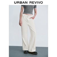 URBAN REVIVO UR2024秋季新款女经典休闲垂顺感白色直筒牛仔长裤UYY840030