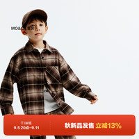 little MO&Co.little moco童装24秋装男女童纯棉复古格纹长袖衬衫衬衣开衫 灰棕格 120/60