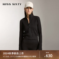 MISS SIXTY2024秋季外套女拉链修身弹力短款上衣 黑色 M