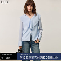 丽丽 LILY2024秋女装优雅气质款都市时尚含醋酸垂坠感通勤套头衬衫 401蓝色 L