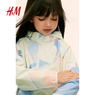 H&M2024秋季童装男童女童防风防泼水软壳户外夹克外套1242922 浅绿色/图案 150/76