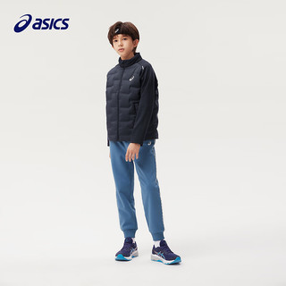 asics/亚瑟士童装2024年秋冬季针织卫裤加绒加厚保暖运动长裤 8854沉静蓝 120cm