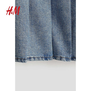 H&M2024夏季新款童装女婴棉混纺弹力牛仔背带连衣裙1236074 牛仔蓝