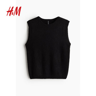 H&M2024秋季女装毛线背心1254753 黑色 155/80