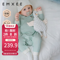 嫚熙（EMXEE）婴儿连体衣保暖羊毛婴童长袖连身衣 海盐绿【不含帽子】 80cm 【9-18个月，体重8.5-10kg】