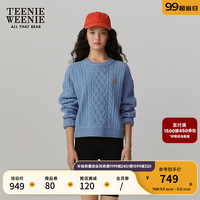 Teenie Weenie小熊女装2024秋季灰色毛衣毛针织衫女 浅蓝色 165/M