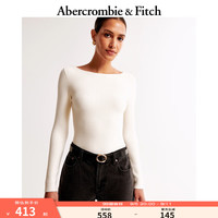 ABERCROMBIE & FITCH女装 24秋季辣妹时尚百搭简约船领针织长袖KI150-4258 奶白色 M (165/96A)