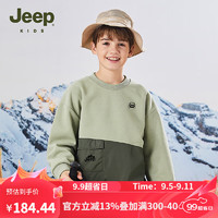 Jeep吉普儿童长袖中大童城市轻户外套头卫衣 军绿 120cm