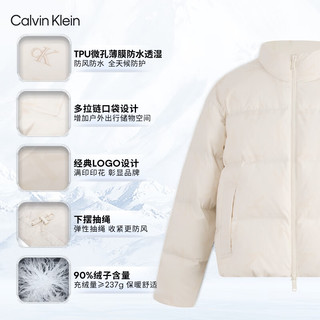 Calvin Klein Jeans【防风防水】24男女ck户外耐磨满印立领面包羽绒服J400467 YBI-牛乳白 XS