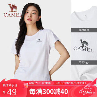 CAMEL 骆驼 弹力速干T恤透气圆领宽松休闲情侣户外运动短袖上衣