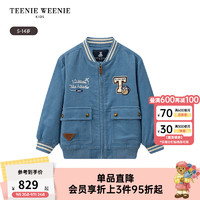 Teenie Weenie Kids小熊童装24秋季男童休闲时尚刺绣拉链棉服 蓝色 160cm