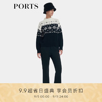 PORTS宝姿女装2024早秋简约羊毛混纺长裤黑色针织微喇裤 黑色 10