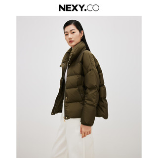 奈蔻NEXY.CO/2024年冬季通勤纯色半高领羽绒服短款保暖外套 中红色 XL