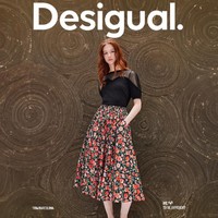 Desigual Spain Fashion 轻薄伞摆印花中长款半截裙