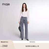 Maje2024秋季新款女装灰色休闲高腰宽松阔腿牛仔裤长裤MFPJE00663 灰色 T