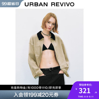 UR2024秋季女装时尚复古撞色翻领长袖牛仔衬衫UYV840011 浅卡其 XS