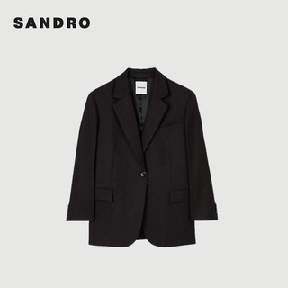 SANDRO2024秋季女装法式条纹平驳领宽松西装外套SFPVE01095 751/黑棕色 36