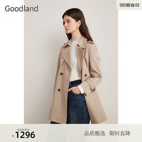 YINER美地女装2024春秋中长款西装领风衣外套 驼色 40