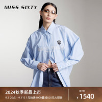 MISS SIXTY2024秋季休闲上衣女复古赛车风宽松条纹衬衫外套 蓝/白 S