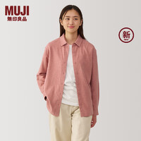 无印良品（MUJI）女式 法兰绒 衬衫领长袖衬衫 女士衬衣外套秋冬款 格子衫女装 烟熏粉色 XL (165/92A)