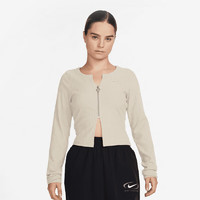 NIKE 耐克 女子针织外套运动训练紧身透气露脐夹克 FN3683-104 白色 M