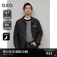 GXG男装 【衬衫式】pu袋盖休闲轻薄羽绒服男保暖外套 24冬季 黑色 170/M