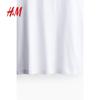 H&M2024夏季男装时尚休闲百搭宽松版印花T恤1034065 白色/Less is More 170/92 S