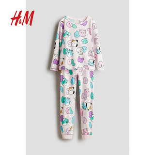 H&M2024秋季童装女童汗布睡衣套装0513489 深灰色/米妮老鼠 130cm