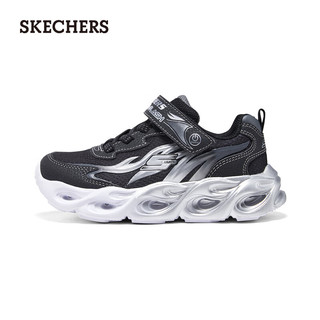 斯凯奇（Skechers）网鞋简约百搭亮灯鞋400103L 黑色/银色/BKSL 30码