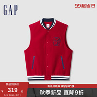 Gap男女装2024初秋贴布绣logo无袖棒球服外套活力背心639071 红色 170/92A(M) 亚洲尺码