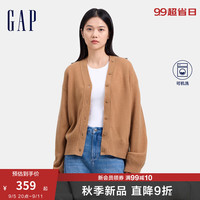 Gap女装2024秋季纯羊毛V领针织衫经典简约气质百搭开衫638266 卡其色 175/92A(XL) 亚洲尺码