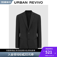 UR2024秋冬男装高智感通勤气质平驳领西装外套UMU140046 正黑 M