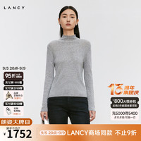 朗姿/LANCY2024冬羊毛修身薄款半高领针织衫优雅显瘦打底衫女 银灰色 L