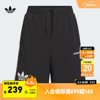 adidas唐老鸭卡通印花简约运动短裤男大童儿童夏季阿迪达斯三叶草 黑色 158CM