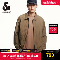 杰克·琼斯（JACK&JONES）秋季款男士翻领夹克基础外套宽松按扣纯色百搭上衣男224309002 E10 栗褐色 185/104A/XL