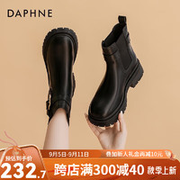 达芙妮（DAPHNE）达芙妮马丁靴女单靴显瘦切尔西女靴复古烟筒ZJ 黑色 36