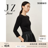 玖姿（JUZUI）慵懒百搭柔软上衣毛衫女2024秋季JWDQ31101 素黑 S
