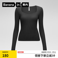 蕉内热皮501++打底衫女士莫代尔裸感保暖内衣带胸垫7A抗菌可外穿内搭 【桃心领】黑色 S