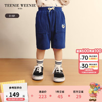 Teenie Weenie Kids小熊童装24夏季男宝宝纯色贴布绣百搭裤子短裤 藏青色 90cm